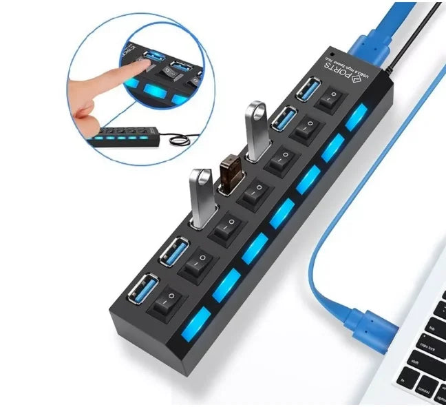 7 Ports Pc Hd External Pendrive Usb Ruler Hub Extension