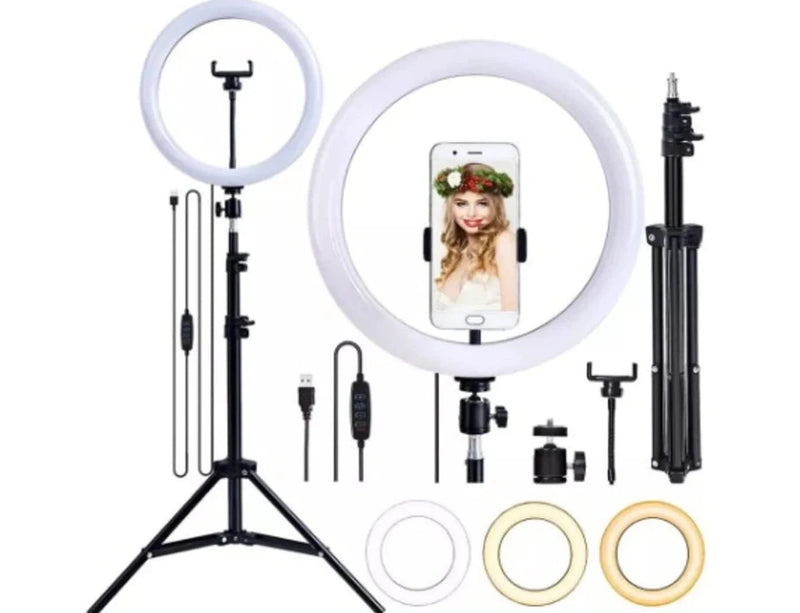 Kit Completo Ring Light Profissional 2.1M Tripé Universal e controle remoto