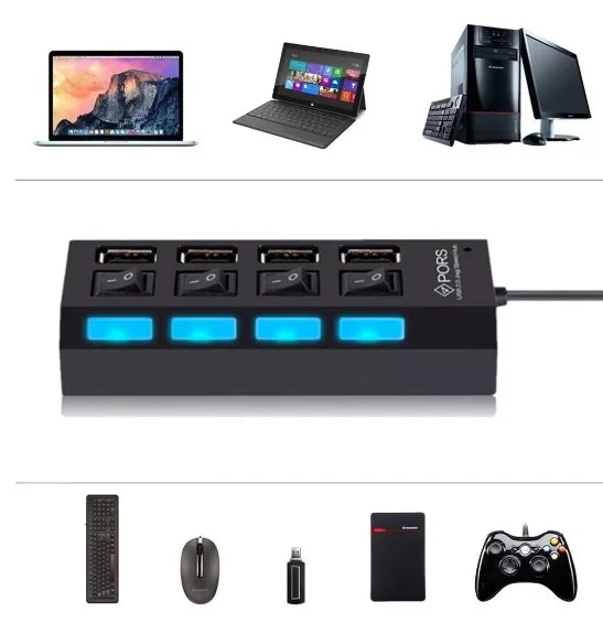 7 Ports Pc Hd External Pendrive Usb Ruler Hub Extension