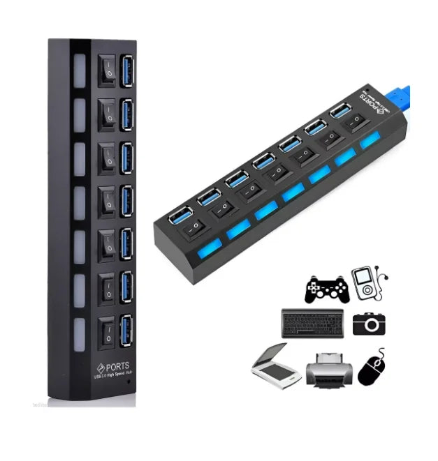 7 Ports Pc Hd External Pendrive Usb Ruler Hub Extension