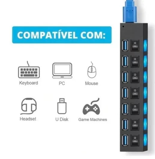 7 Ports Pc Hd External Pendrive Usb Ruler Hub Extension